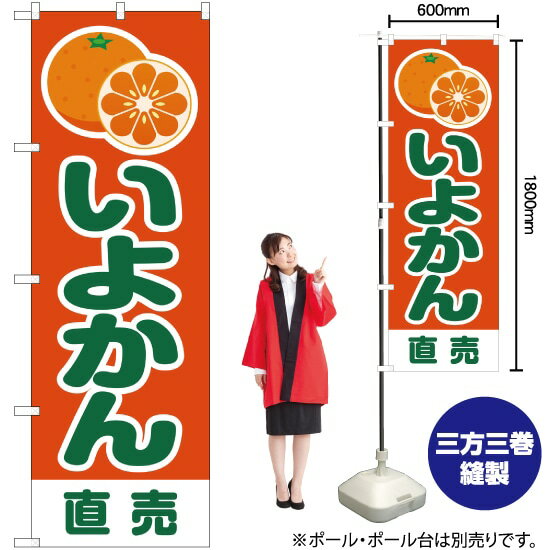 【3枚まで送料297円】いよかん 直売 （橙） のぼり JA-198（受注生産品・キャンセル不可）