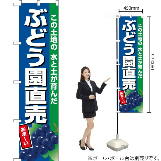 ぶどう園直売（紺地） スマートのぼり JAS-719（受注生産品・キャンセル不可）
