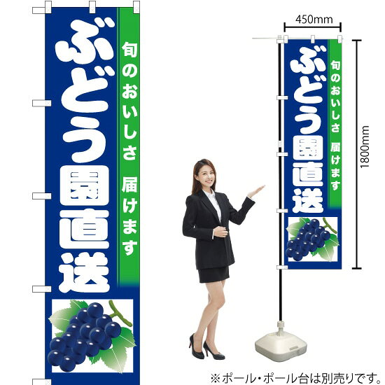ぶどう園直送（紺地） スマートのぼり JAS-747（受注生産品・キャンセル不可）