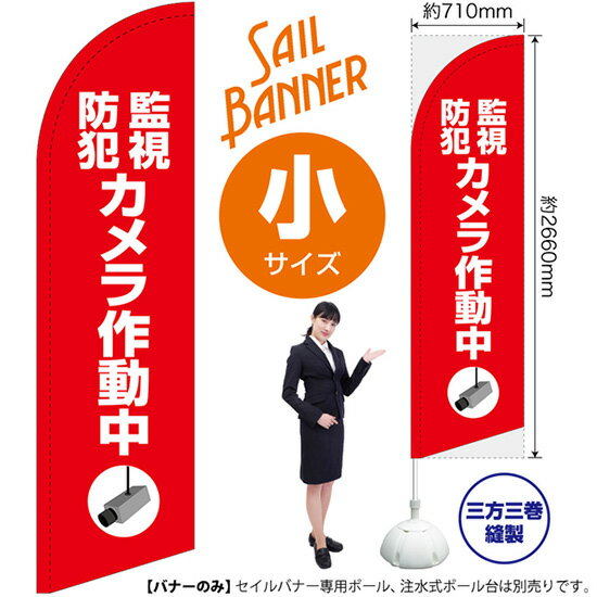 セイルバナー （小サイズ） 監視防犯カメラ作動中 （赤） SB-2012 警告 （受注生産品・キャンセル不可）