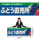 【3枚まで送料297円】ぶどう直売所 (紺地) 横幕 YK-960 (受注生産品・キャンセル不可)