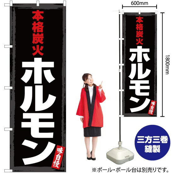 【3枚まで送料297円】本格炭火ホルモン のぼり YN-3109（受注生産品・キャンセル不可）