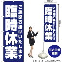 【3枚まで送料297円】臨時休業（青） のぼり YN-5851（受注生産品 キャンセル不可）