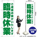 【3枚まで送料297円】臨時休業（緑） のぼり YN-5883（受注生産品 キャンセル不可）