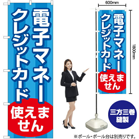 電子マネー クレジットカート 使えません のぼり YN-6620（受注生産品・キャンセル不可）