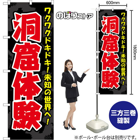 のぼり旗 洞窟体験 ワクワクドキドキ！未知の世界へ！ （黒） YN-8621 （受注生産品・キャンセル不可）(3)