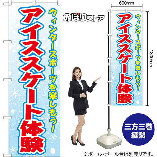 のぼり旗 アイススケート体験 ウィンタースポーツを楽しもう！ （水色） YN-8687 （受注生産品・キャン..