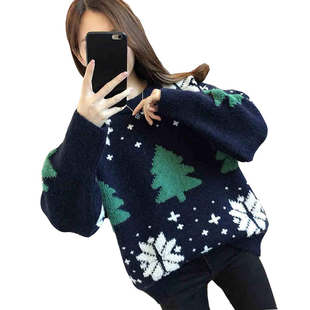 ロモハナガ ペアルック セーター クリスマス セーター メンズ レディース ニット セーター 男女兼用 春秋冬 チュニック プルオーバー 厚手 肩落ち 長袖 ケーブル編み ニット トップス 大きめ 体型カバー おしゃれ ツリー柄 可愛い