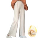 ワイドパンツレディース 冬 ワイドパンツ レディース 秋冬プリーツパンツ ガウチョパンツ ストレートパンツ ロングパンツ 裏起毛 ウェストゴム カジュアル 脚長効果 激暖 着痩せ ゆったり 秋冬 無地 ズボン(ホワイト)(4)
