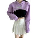 へそ出しパーカー レディース ヒップホップ ダンス衣装 薄手 hiphop ジャズ ショート丈パーカー フード付き トレーナー 女性用 プルオーバー 長袖 春 ...
