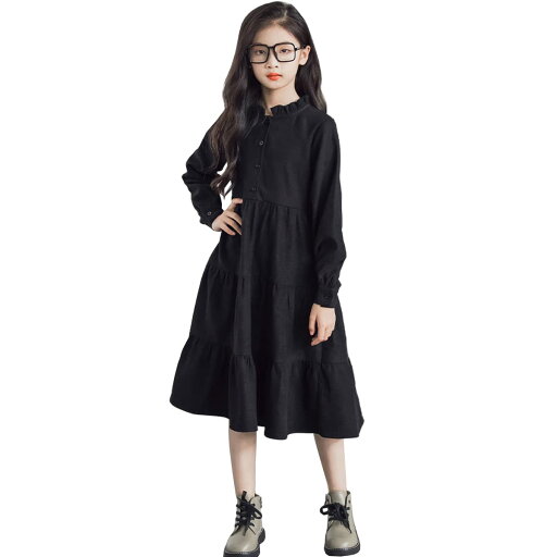 ワンピース 長袖 ガールズ ティアードワンピース 子供ドレス 女の子 ワンピース プリンセスドレス ボタン付き シャツワンピース チュニック丈 無地 Aライン カジュアル フォーマル 120-165cm ジュニア服 春 秋 冬 ワンピース 長袖 ガールズ ティアードワンピース 子供ドレス 女の子 ワンピース プリンセスドレス ボタン付き シャツワンピース チュニック丈 無地 Aライン カジュアル フォーマル 120-165cm ジュニア服 春 秋 冬