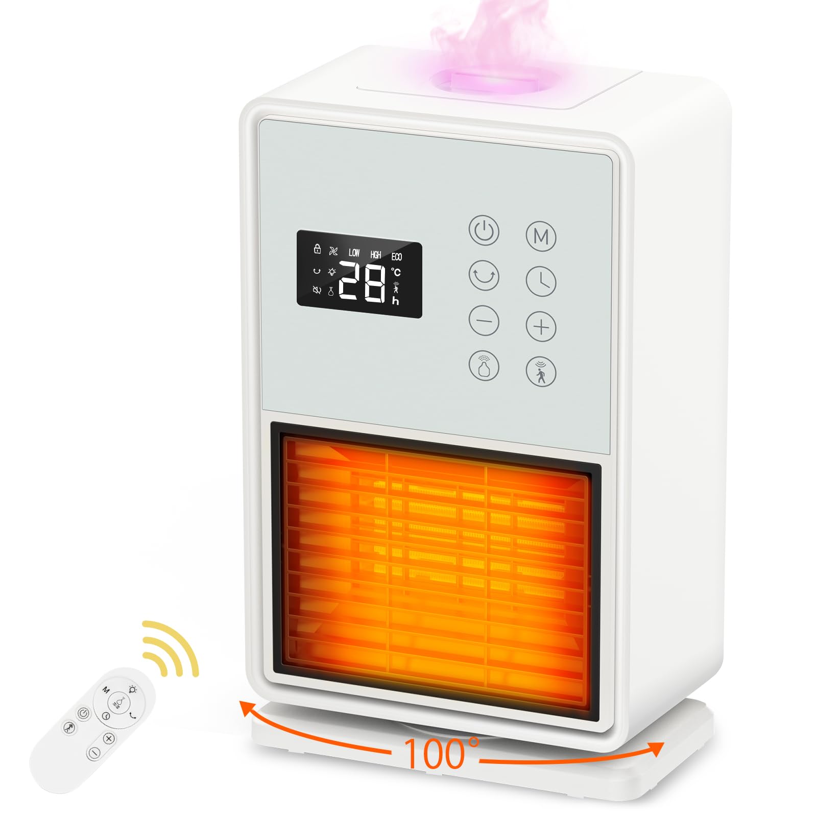 電気ファンヒーター セラミックファンヒーター 人感センサー付 ECO知能恒温 4段階切替 首振り 即暖 ファンヒーター 暖房器具 節電対策 電気ストーブ LEDディスプレ 転倒オフ 過熱保護 メモリー タイマー機能 チャイルドロック 1200W 足元 寝室 脱衣所 洗面所