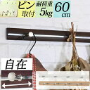 壁掛け フック 賃貸 おしゃれ 石膏ボード ピン 長い『 幅60cm 壁掛けスライドレールフック 』