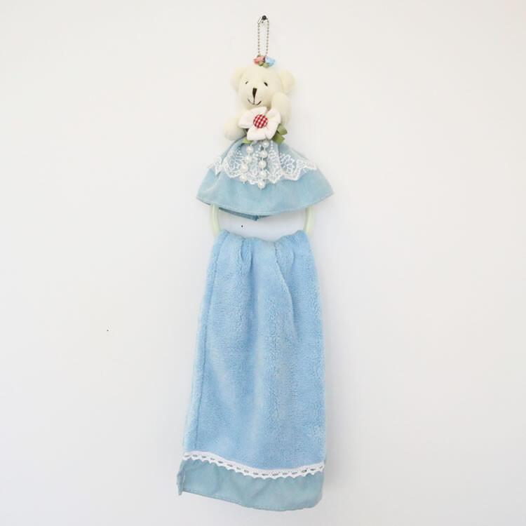 タオルハンガー タオル掛け タオルホルダー タオルかけ おしゃれ タオルリング トイレ キッチン 洗面所 丸 タオル付きタオルハンガー クマ ブルー