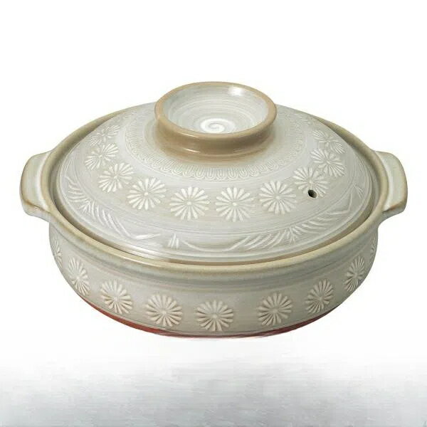 土鍋 銀峯花三島土鍋 7号 1個 直火専用 1から2人用 1人用 2人用サイズ 小さめ 萬古焼 陶器 どなべ おすすめ 三島鍋 高級感 ガスコンロ用