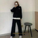 セットアップ スウェット ワッフル パンツ ジャージ 上下セット グレー 灰色 ネイビー 紺色 ライン フード無し パーカー 前開き 個性的 かっこいい ルーズ...
