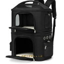 猫 2匹 リュック 分離可 キャリー 2層 ペット キャリーバッグ 小型犬 ソフトクレート 折りたたみ可 マット付き 2way 通院用 ペットキャリー リュック...