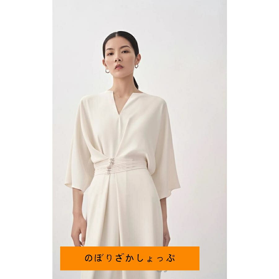 長袖 ワンピース ロングワンピース Vネック シャツワンピース レディース 夏春 マキシ丈 ロング丈 無地 リボン付き Aライン ゆったり 綺麗 大きいサイズ 体型カ