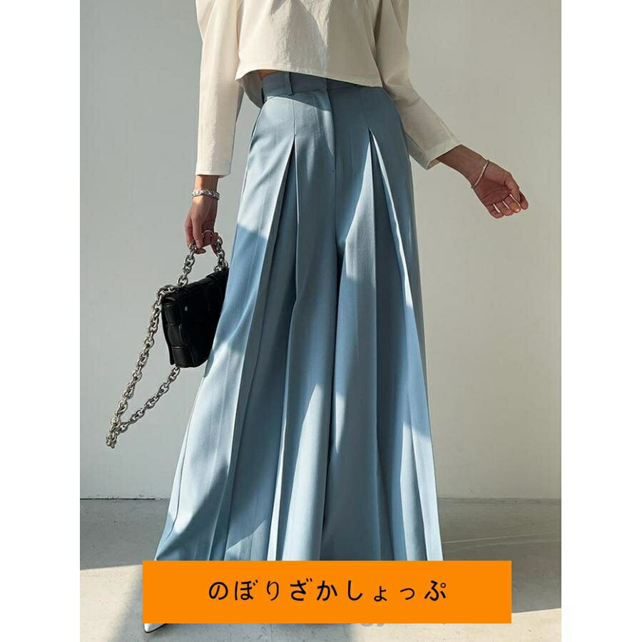 タックパンツ ワイド レディース パンツ タック スラックス ワイドパンツ ロング 体型カバー ボトムス スラックスパンツ