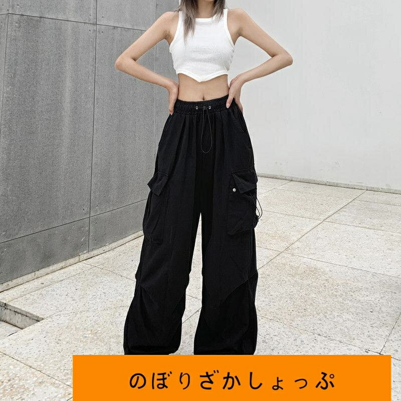 カーゴパンツ レディース ミリタリー ワイドパンツ ウエストゴム ヒップホップ ダンス ファッション カジュアル おしゃれ ゆったり 美シルエット 夏