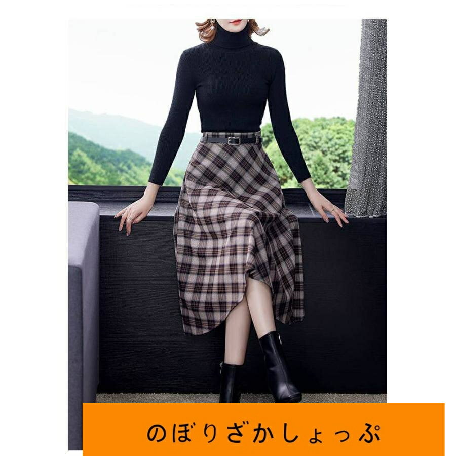 フレアスカート 膝下スカート 秋冬 レディース ボトムス Aライン フレア レディース チェック柄 ロング マキシ 膝下