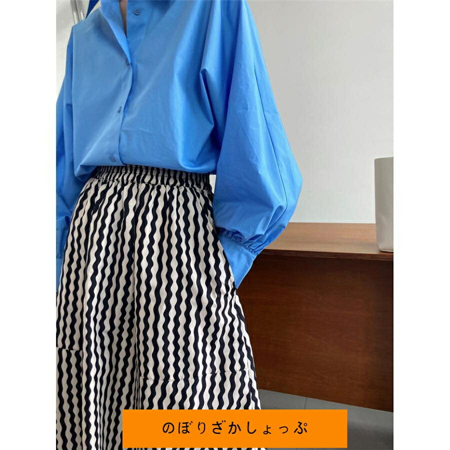 スカート レディース フレアスカート 膝下 ロングスカート 春 夏 秋 ロングスカート ミモレ丈 ボトムス ストライプ 大人 きれいめ ゴム ウエストゴム
