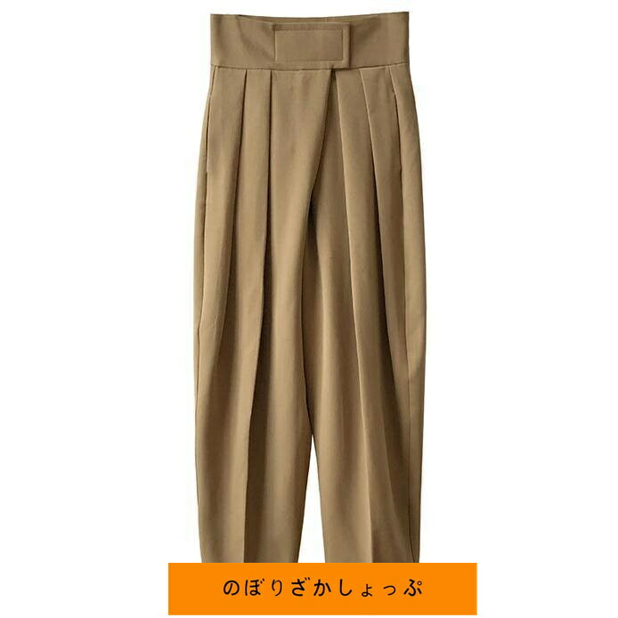 レディース ゆったりパンツ 春 秋 夏 ワイドパンツ ルーズパンツ アシンメトリー プリーツ カジュアルパンツ 美シルエット ハイウエスト 着痩せ 美脚