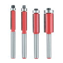 トリマービット6mm軸 4本セット 超硬刃 1/4" 5/16 " 3/8" 1/2" 工業用品質ルータービット 2刃 コーナー ラウンド 木工フライスカッター フラッシュトリムルータービット 面取りカッター トリマー