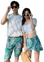 水着 カップル ペアルック レディース メンズ カップル水着 ペア水着 可愛い レディース タンキニ スカート 露出控えめ メンズ サーフパンツ 花柄 夫婦 恋...