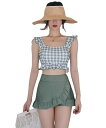 水着 レディース 体型カバー 可愛い フリル 小胸 韓国 タンキニ 露出控えめ セパレート 上下セット スカート 安全パンツ レディース スイムウェア 大人 女...