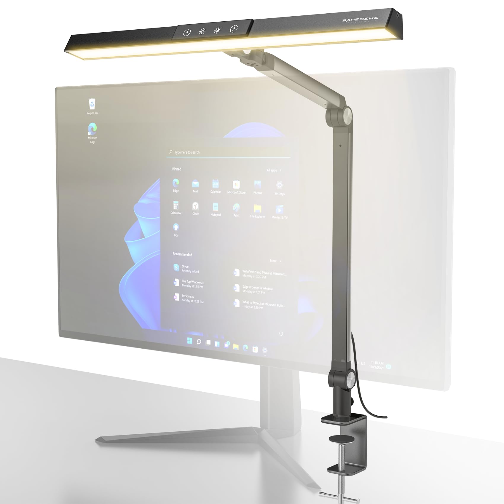 モニターライト デスクライト LED クリップ式 スタンドライト 卓上ライト 5段階調色 5段階明るさ調節 折り畳み 電気スタンド アームライト USBライト 読書灯 タイマー機能 高輝度 角度自由調節 360°回転 省エネ