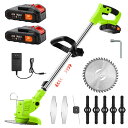 草刈り機 充電式 草刈機 21 V 軽量 コードレス 2000 mAh刈払機 大容量バッテリー2個 芝刈払機 角度調整 多地形 4種類替刃 日本語説明書付き 調節可能ポール 枝切り 雑草 芝生 畑 植木 家庭用