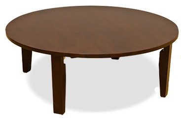 [昔ながらの食卓用テーブル] ちゃぶ台 折りたたみ式円形テーブル (ダークブラウン)