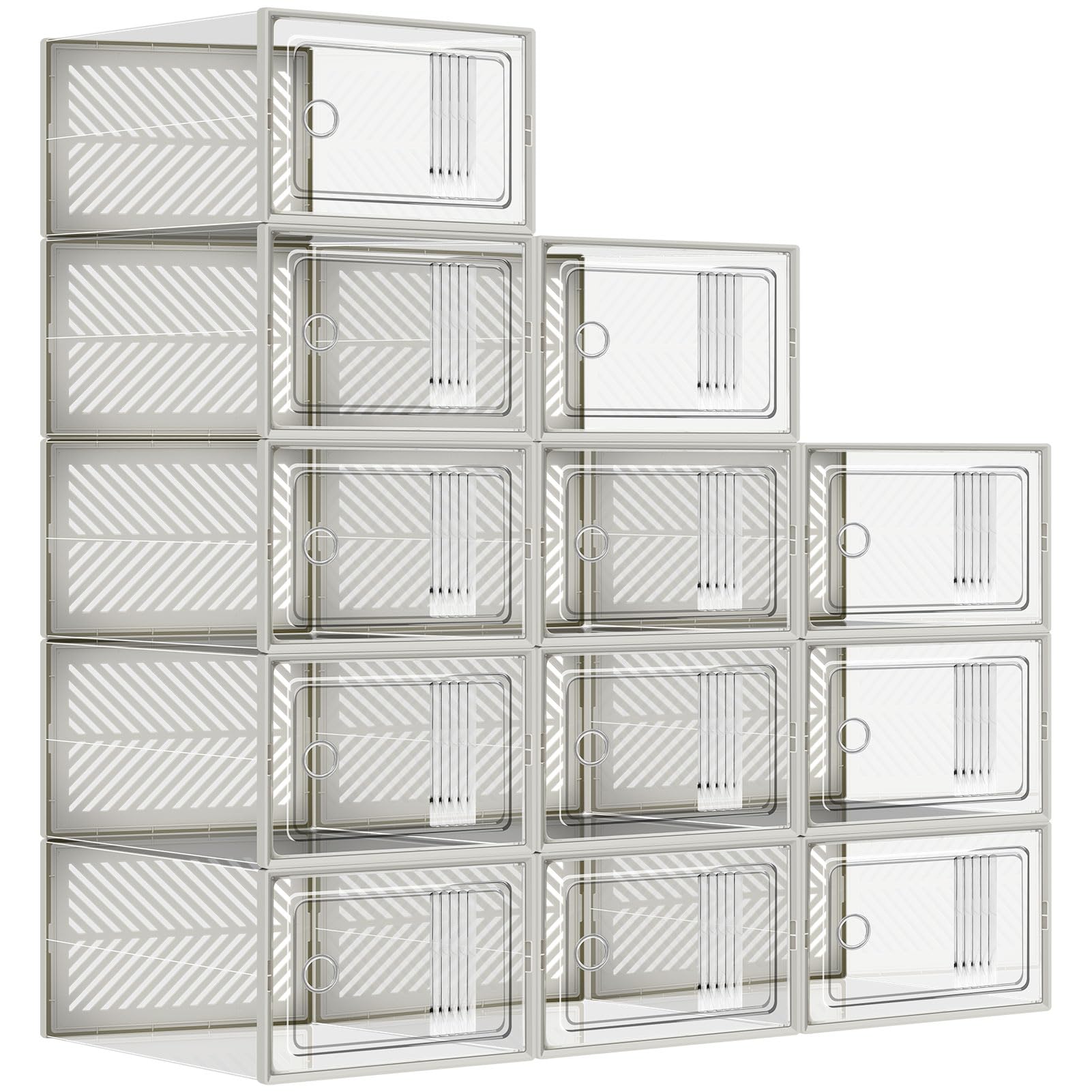 シューズボックス スニーカー収納ボックス シューズケース 12個セット シューズ・靴収納 透明 収納ボックス 靴棚 靴箱 下駄箱 シューズ収納ラック