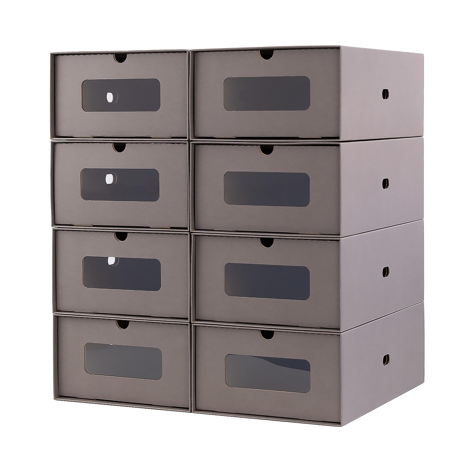 シューズボックス 8個セット ダンボール製 (Mサイズ トープ)