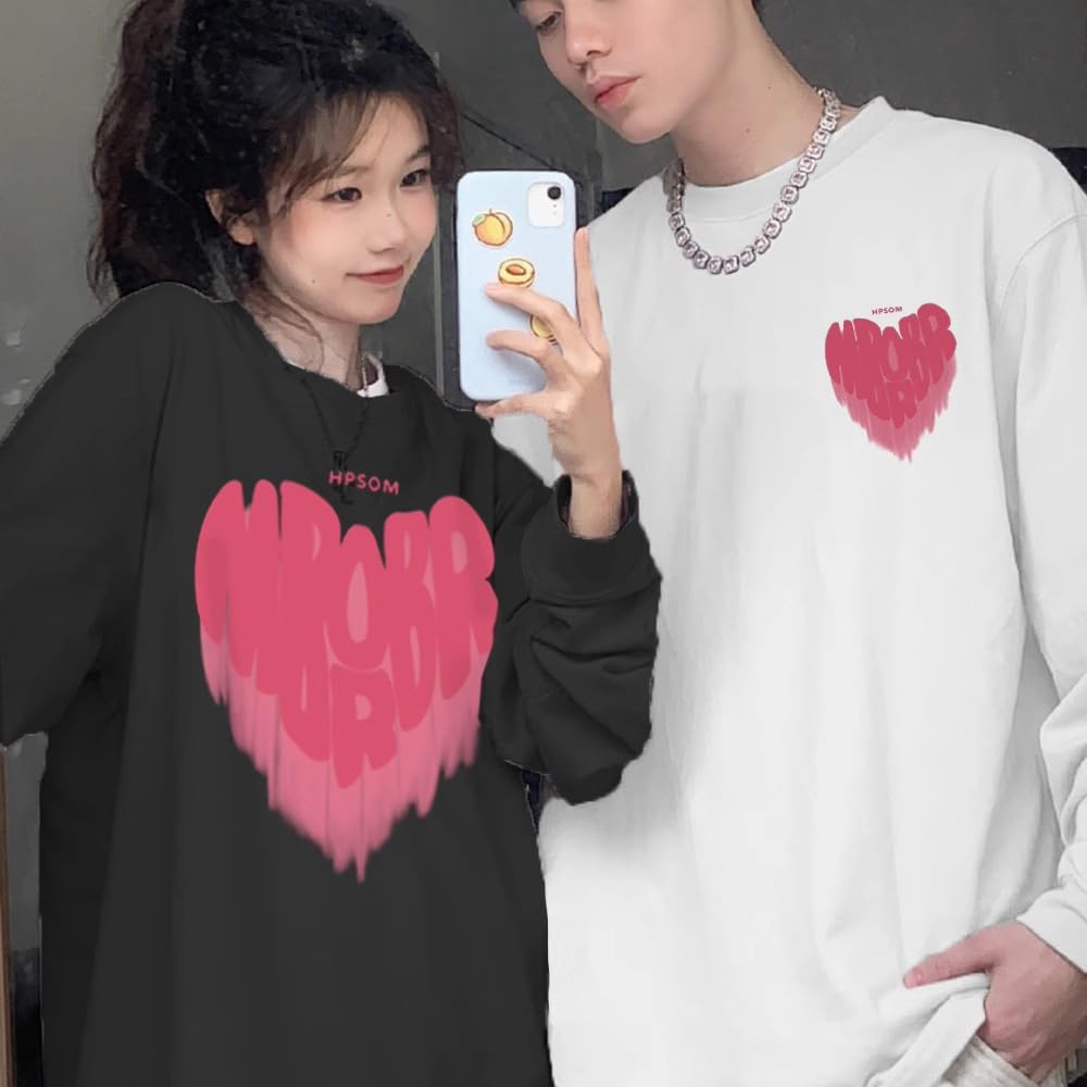 ペアルック トレーナー 秋 春 ペアルック カップル お揃い 服 カップル ペアルック トレーナー ハート柄 大きいサイズ リンクコーデ プレゼント コーデ レディース 長袖tシャツ メンズ ブランド かわいい