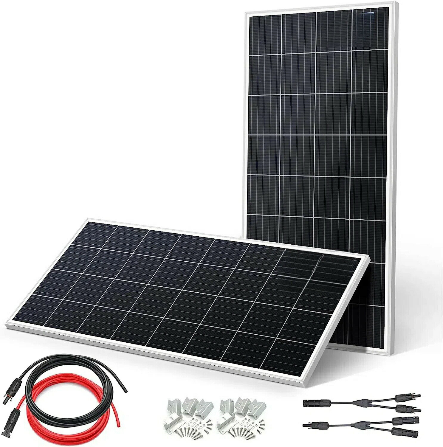 (リョクエン)400W ソーラーパネル 200W2枚入 高性能 単結晶 太陽光パネル 太陽光チャージ 省エネルギー 車、船舶、屋根、ベランダーに簡単設置可能 災害対策にも最適