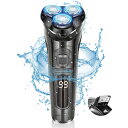 シェーバー メンズ 電気シェーバー ひげそり 電動 IPX7防水極薄メッシュ刃3ヘッド回転式 深剃り 髭剃り 低騒音 丸洗い可 乾湿両用 USB充電式 日本語取...