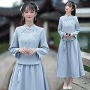 大きいサイズ婦人服2024秋冬エスニック風刺繍スタンドカラー長袖民族風チャイナスーツ(4)