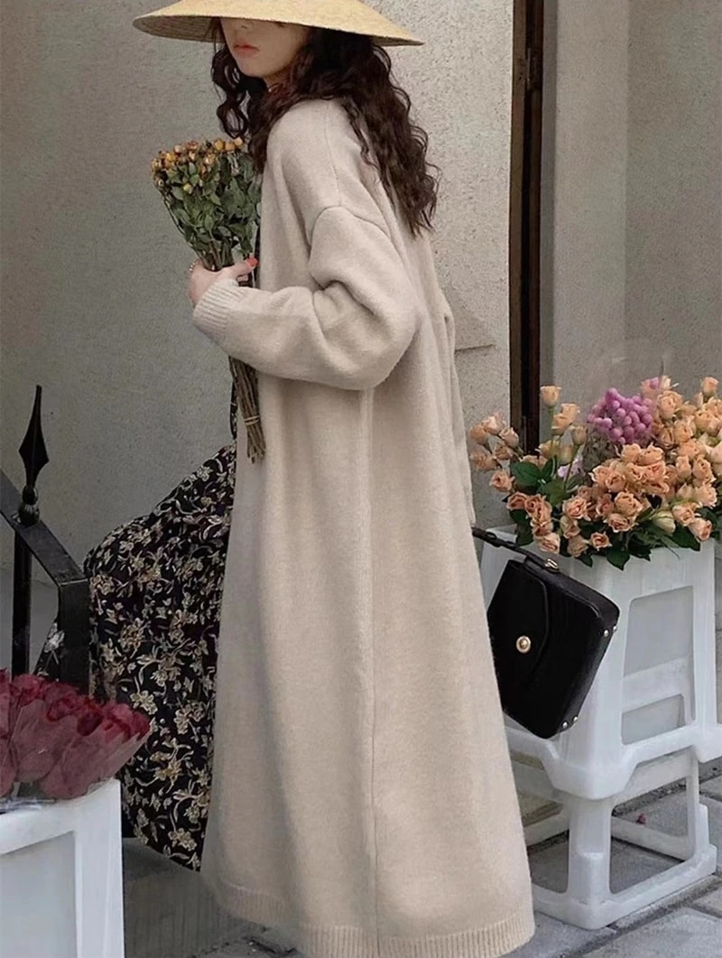 本日の限定商品タートルネックベーシックニット秋冬 ニュースタイル 怠惰 ゆったり 大きめサイズ セミロング カーディガン 流行り 着痩せ セーターラウンドネックニット秋服 ロングtシャツ レディース