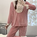 長袖 パジャマ レディース ゴールドベルベット かわいい ルームウェア 肌に優しい 柔らかい肌触り 韓国 セットアップ 吸汗通気 部屋着 寝間着 女の子 秋冬春...