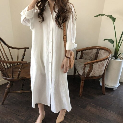 オーバーサイズ婦人服 春秋 長袖 シンプル ゆったり カジュアル ロング 日韓 シャツワンピース オーバーサイズ婦人服 春秋 長袖 シンプル ゆったり カジュアル ロング 日韓 シャツワンピース