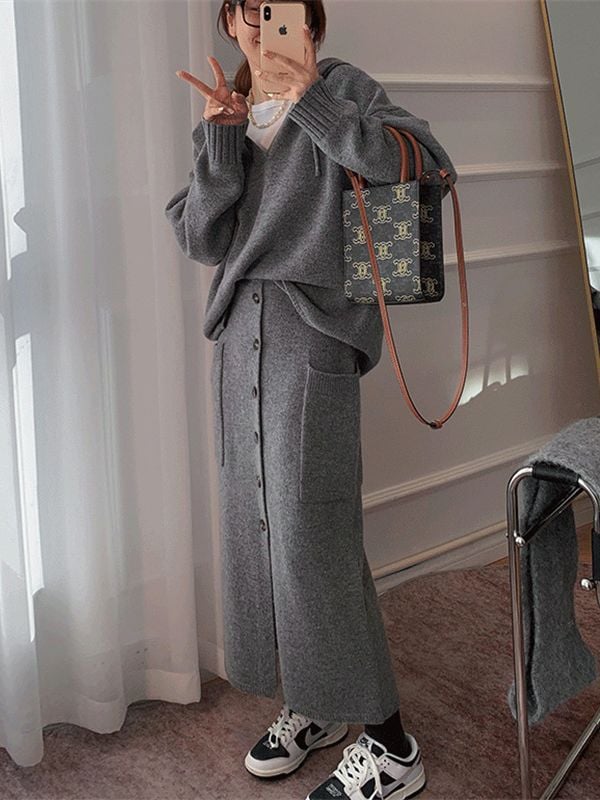 セットアップ ファッション セットアップ ニット ニットスカートセットアップ ルームウェア 上下セット カジュアル スウェット 涼しく楽ちんセットアップ