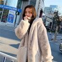 メガ割 メガ割り2023新型韓国版はウサギの毛皮の草の中の長さを真似て帽子のコートの子羊の毛のベルベットのコートの女性の冬を厚くした