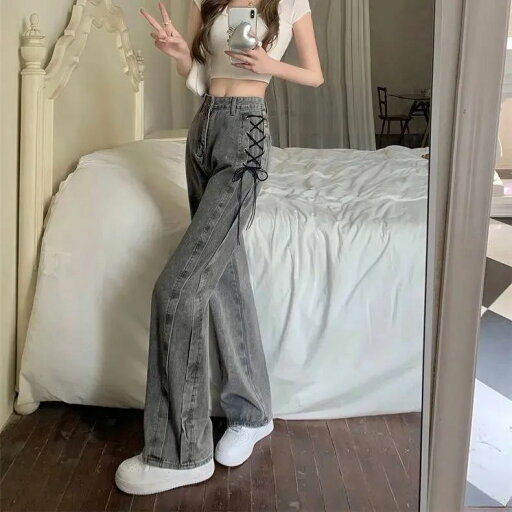 激壳れ人気商品 脚長効果!デニムパンツ かっこいい!スラックスパンツ ストレートジーンズ美脚 着痩せ 春夏スモーキーグレー バンド ins ゆったり ワイドパンツ 激壳れ人気商品 脚長効果!デニムパンツ かっこいい!スラックスパンツ ストレートジーンズ美脚 着痩せ 春夏スモーキーグレー バンド ins ゆったり ワイドパンツ