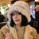 日本のシンプルなウサギの毛のニット帽秋冬の頭の周りの耳の目が覚めるライオンの帽子屋外の保温防寒毛糸の帽子の女性