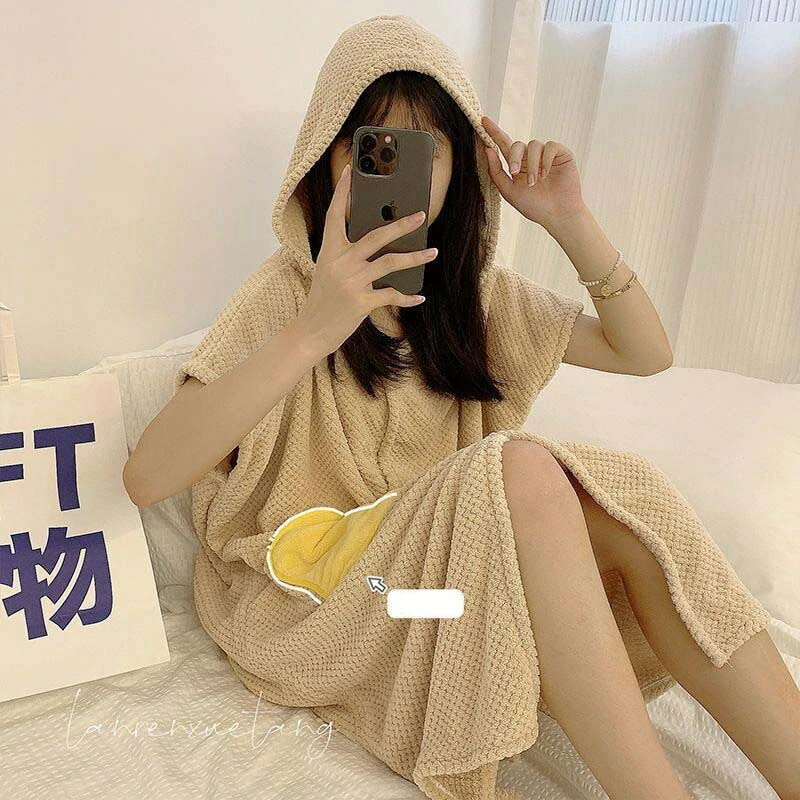女子学生韓国版かわいい家庭用浴衣純綿よりも水を吸うバスタオル大きなバスタオルは着ることができる毛が抜けないマントも帽子もシャワースカートも