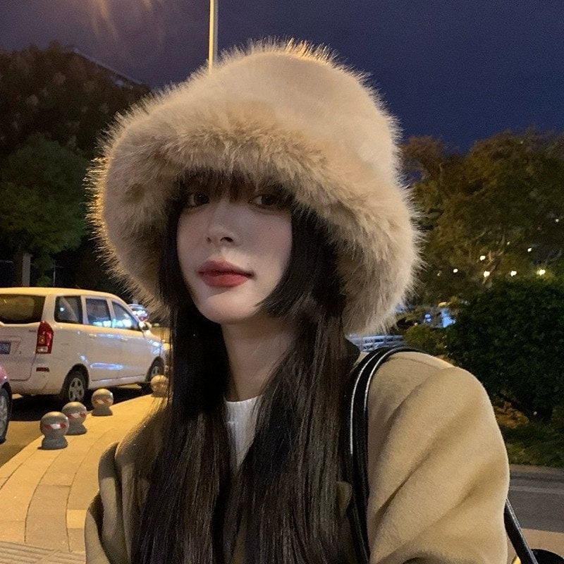 毛皮ミンク毛帽子女性秋冬毛漁師帽子顔小雰囲気感保温耳雷鋒帽