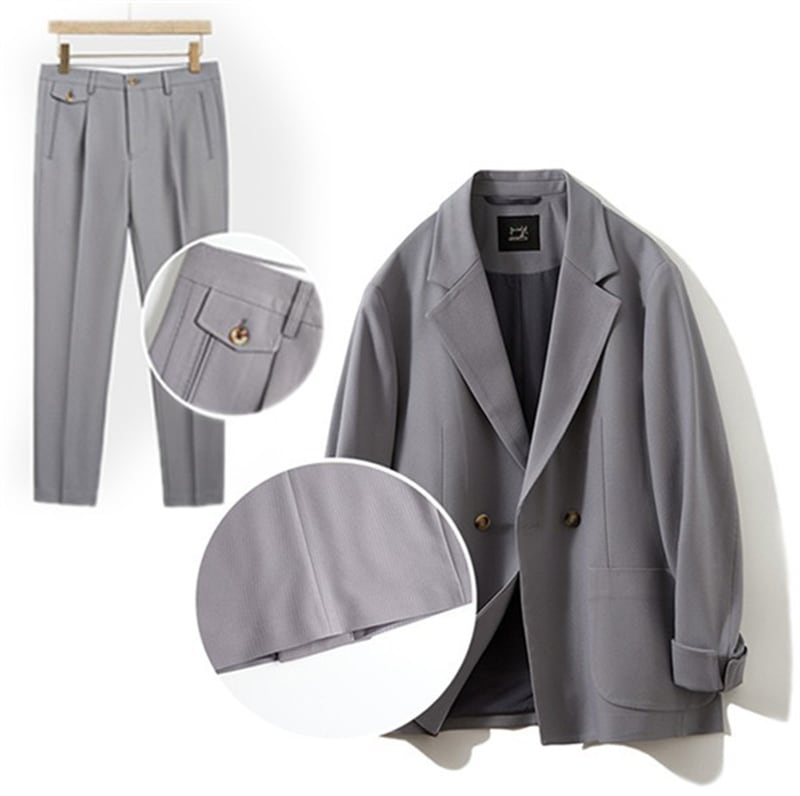 ジャケット ブレザー カジュアルスーツ メンズ 春服 スーツセット ジャケット 上下セット セットアップ ビジネススーツ 2点セット
