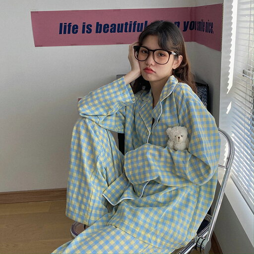 新作登場韓国版パジャマ女性秋冬学生シンプル長袖長ズボン春秋部屋着スーツカジュアルウェアルームウェア 新作登場韓国版パジャマ女性秋冬学生シンプル長袖長ズボン春秋部屋着スーツカジュアルウェアルームウェア